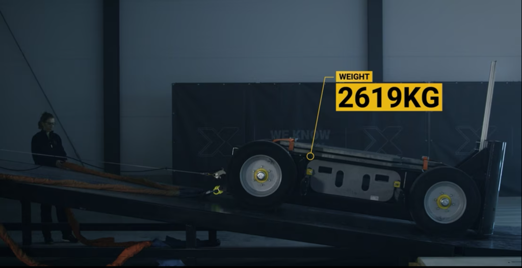 Video som visar flexibiliteten av Axelents påkörningsskydd i  plast