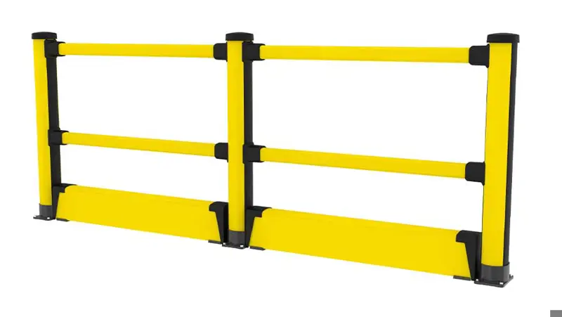 Black and yellow Essential Pedestrian with two rails and Floor Barrier